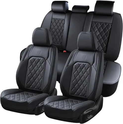 Miniatura 15 de Coverado Fundas de Asientos Delanteros, Funda de Asiento de Cuero Sintético de Lujo Impermeable, Protector de Asiento de Coche Beige, Funda