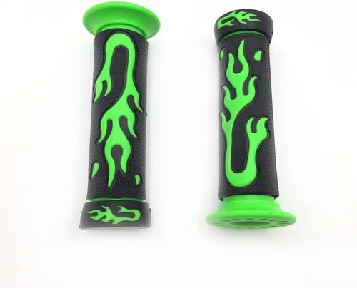 Miniatura 4 de Empuñaduras de manillar de gel de 7/8" 22 mm con diseño de llama verde, compatibles con Kawasaki Suzuki ATV KTV Scooter [B01MYO5DBN]
