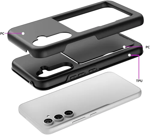 Miniatura 7 de Funda para Samsung Galaxy S25 con tarjetero, ranura para tarjeta de crédito Funda protectora tipo cartera - Negro