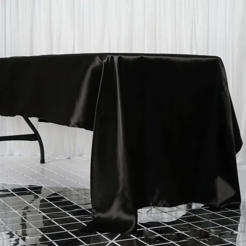 Miniatura 60 de Efavormart - Mantel rectangular de satén, 90 x 132 pulgadas, suave, oblongo, lavable, mantel decorativo de tela sedosa para bodas, fiestas, Plata