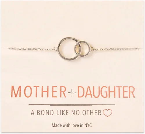 Miniatura 8 de A+O Regalos para mamá, regalo para madre e hija, collar de círculo entrelazado o pulsera