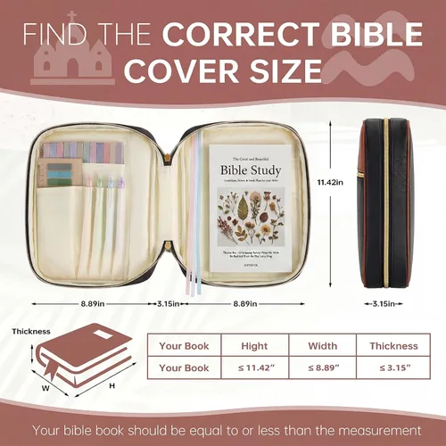 Miniatura 2 de Funda para la Biblia, funda para libro de la Biblia para mujeres y hombres, funda de transporte de lona, protector de libros acolchada de cuero