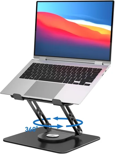 Miniatura 8 de Soporte para Laptop de Escritorio Ajustable Soporte para Computadora con Base Giratoria de 360° Soporte Elevador Ergonómico para Laptop