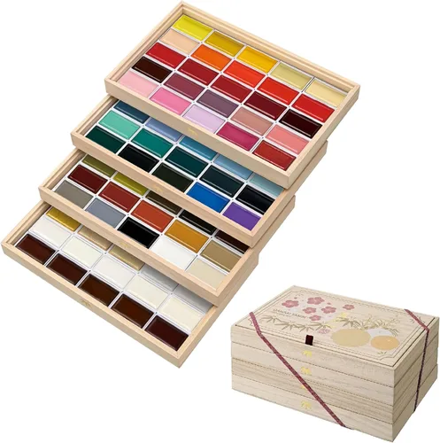 Miniatura 14 de Kuretake GANSAI TAMBI - Juego de pintura de acuarela de 24 colores II, Art Nouveau, suministros de arte de calidad profesional para artistas
