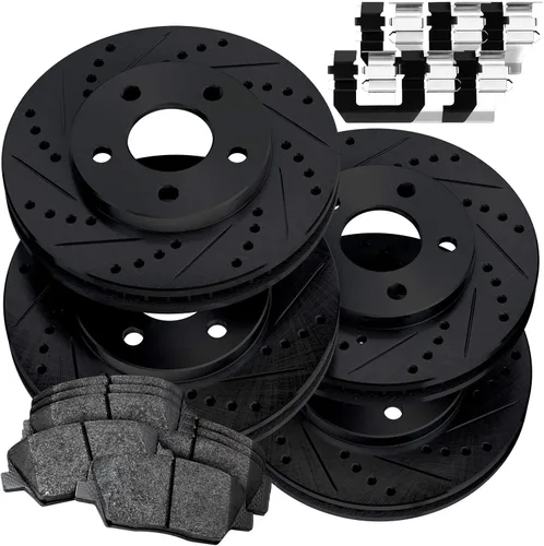 Power Sport Kit de frenos y rotores traseros delanteros | Pastillas de freno delanteras y traseras| Rotores y pastillas de freno | Pastillas y