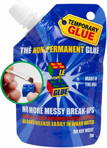Le-Glue Cola adhesiva temporal para LEGO, Mega Blocks, Nano Blocks, y más. ¡Ideal para niños! No tóxico! Fabricada en EE. UU.