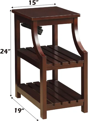 Miniatura 3 de Acme Wasaki - Mesa auxiliar de madera con 2 estantes en color espresso