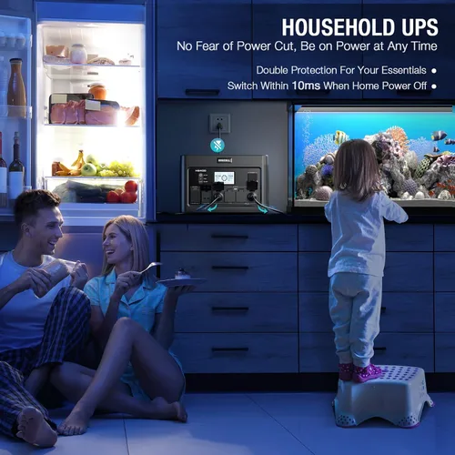 Miniatura 6 de Estación de energía portátil de 2400 W, 1843 Wh, generador solar LiFePO4, UPS para el hogar, batería de reserva de energía con 4 salidas de CA