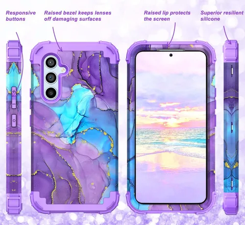Miniatura 5 de Hocase Funda para Galaxy A37 5G, protección resistente a prueba de golpes, parachoques de goma de silicona suave+funda protectora híbrida