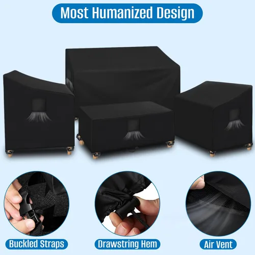 Miniatura 3 de SIRUITON Funda impermeable para muebles de exterior, 4 piezas, fundas para muebles de patio, fundas para muebles de patio, 210D, tela resistente