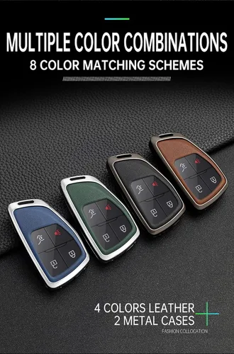 Miniatura 8 de KUNIO Funda para Llavero de Coche Compatible con Chevy Silverado Traverse Equinox Sierra 1500 2500HD 3500HD 2022-2025 Portallaves de Cuero PU Negro