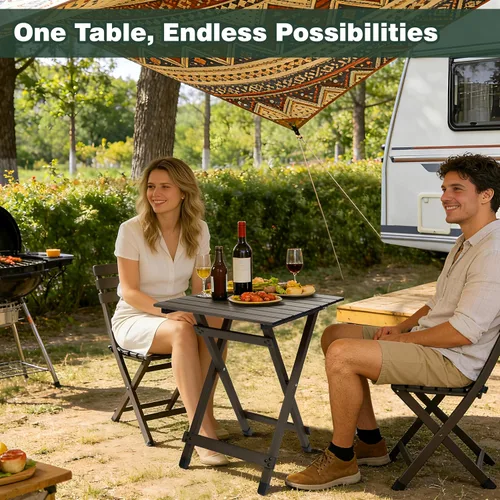 Miniatura 2 de SUNNYFEEL Mesa de camping plegable – Mesa de picnic portátil de aluminio ligero, 18.5 x 18.5 x 24.5 pulgadas para cocinar, playa, senderismo