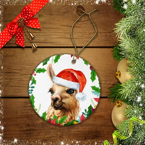 Miniatura 2 de OystersPearl Adorno de alpaca - Wendy - Decoración de Navidad colgante de cerámica - Adorno de Navidad de alpaca - Adorno de alpaca Santa - Adorno