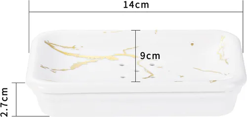 Miniatura 6 de Shinowa Jabonera de cerámica, soporte doble para jabón con drenaje, jabonera autodrenante de porcelana, soporte para jabón en barra para ducha