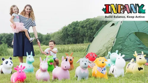 Miniatura 6 de INPANY Tolva de unicornio rosa, tolva de caballo, juguete inflable inflable para niños, niños y niñas, niños pequeños (bomba incluida)