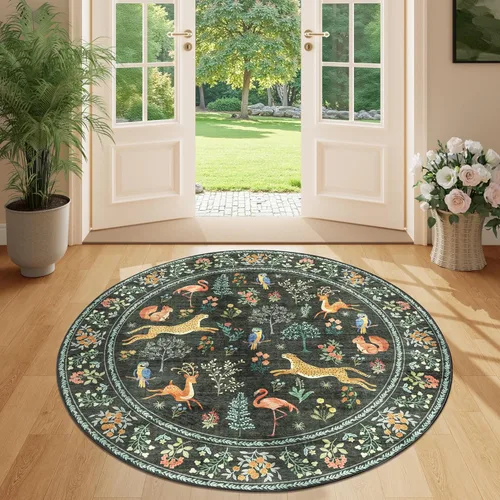 Miniatura 139 de DUKINO Alfombra de área de 6 x 9 pies, alfombra floral para sala de estar, ligera, antideslizante, lavable, alfombra de interior de pelo bajo