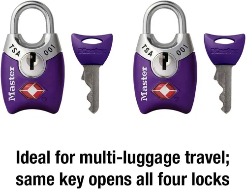 Miniatura 4 de Master Lock 4689T Cerradura con Llave Aprobada por TSA, Paquete de 2, los Colores Pueden Variar