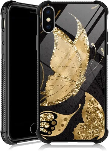 Miniatura 25 de DJSOK Compatible con funda para iPhone 13 Pro Max, fundas doradas de mariposa y rosa para iPhone 13 Pro Max para mujeres y niñas, diseño