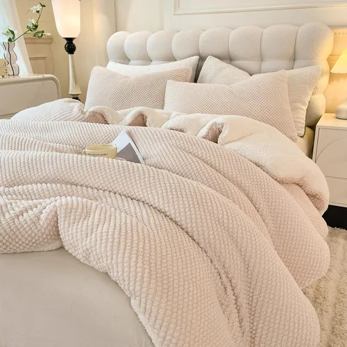 Miniatura 12 de LLanCL Juego de edredón de diseño jacquard 3D, ultra suave, cálido, tamaño individual, felpa de piel sherpa, juego de 2 piezas de ropa de cama