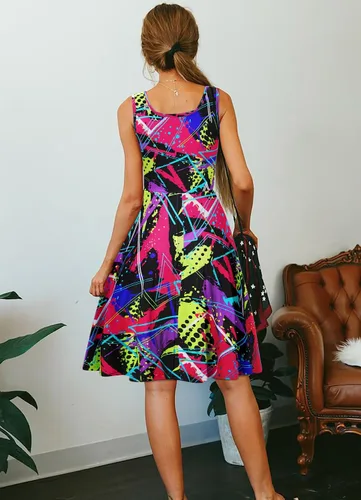 Miniatura 76 de uideazone - Vestido de mujer sin mangas cuello redondo de verano, para playa, casual, Midi línea A.