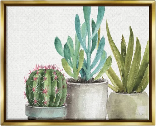 Miniatura 9 de Stupell Industries Patrón de suculentas modernas Pintura de acuarela verde y gris, diseño de Lisa Audit Flotador negro enmarcado