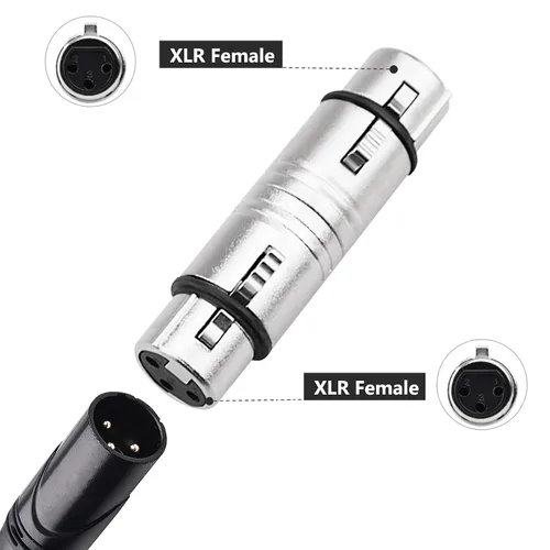 Miniatura 6 de XLR - Conector cambiador de género XLR hembra a 3 pines, paquete de 2 compatibles con micrófono, estéreo, mezclador XLRF a XLRF