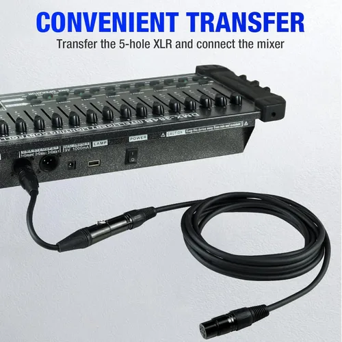 Miniatura 6 de Paquete de 2 adaptadores DMX, 6 pulgadas XLR 3M a XLR 5F DMX cable de iluminación para entrada y salida de iluminación de escenario