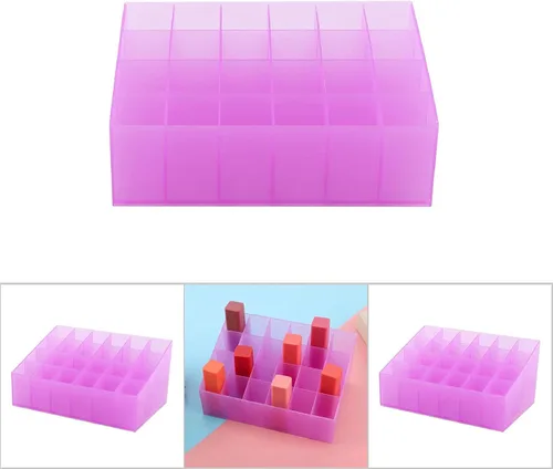 Miniatura 6 de ZJchao Organizador de lápiz labial, soporte para brillo de labios, organizador de cosméticos, almacenamiento de maquillaje, 24 rejillas, soporte