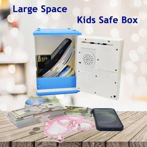 Miniatura 3 de Caja fuerte para niños con contraseña por huella dactilar, alcancía parlante, cajero automático, para dinero real, juguete de regalo para niños de 5
