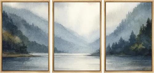 Miniatura 44 de SIGNWIN Lienzo enmarcado para pared, juego de arte tranquilo con reflejo de lago, acuarela, montaña y agua, ilustraciones modernas, arte abstracto