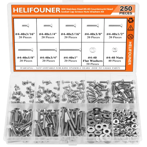 Miniatura 14 de HELIFOUNER 65 piezas de 5 tamaños de acero inoxidable 304 1/4-20 x 3/8 pulgadas 1/2 pulgadas 5/8 pulgadas 3/4 pulgadas 1 pulgada UNC cabeza de botón