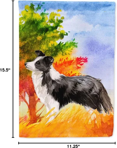 Miniatura 8 de Caroline's Treasures CK1955GF - Bandera de jardín con borde de otoño Collie para buzón, bandera decorativa para patio exterior, obras de arte