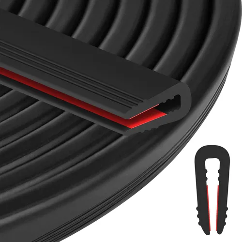 Miniatura 11 de ToLanbbt Canal en U de borde de goma, protector de borde de chapa autoadhesiva de 1/2 pulgada, tira de sellado EPDM para puertas de automóvil