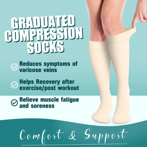 Miniatura 2 de COOLOVER Calcetines de compresión para mujeres y hombres, ideales para circulación, correr, atletismo, recuperación, enfermera, viajes