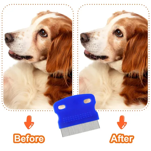 Miniatura 5 de GUBCUB Kit de peine de aseo para mascotas para perros pequeños cachorros para quitar manchas de lágrimas, 2 en 1 con dientes redondos para eliminar