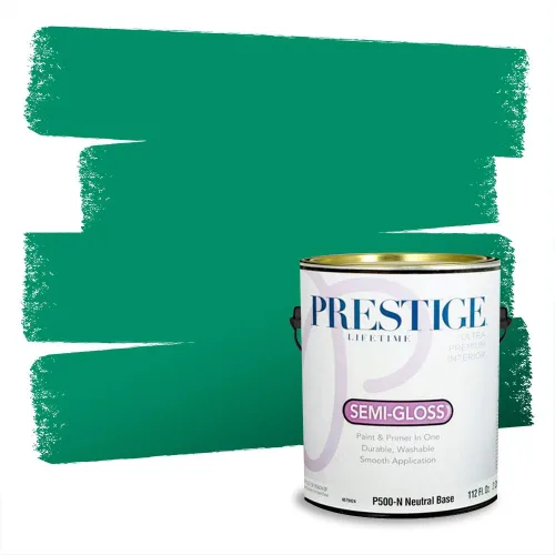 Miniatura 257 de Prestige Paints - Pintura exterior e imprimación en uno, 1 galón, plano, compatibilidad comparable con el color menta «Whipped Mint» de Behr