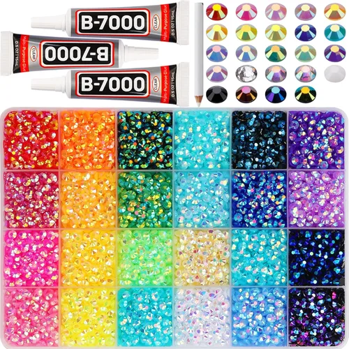 Miniatura 9 de Pegamento para Gemas b7000 con 7500 Piezas de Diamantes de Imitación Rojos para Manualidades, Ropa, Tela, Cristales de Parte Plana para Zapatos