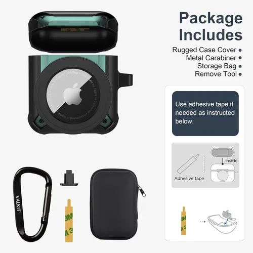 Miniatura 6 de Valkit Funda protectora resistente 2 en 1 para Airpods, a prueba de golpes, funda de Air Pod 2 para hombres y mujeres, con llavero para iPod Skin