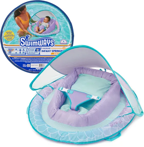 Miniatura 8 de SwimWays Infant Spring Float, Baby Pool Float with Canopy & UPF Protection, Swim Training PFD, Swimming Pool Accessories for Babies 3-9 Months