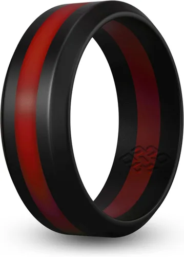 Miniatura 7 de Knot Theory Anillo de silicona a rayas para hombres y mujeres – color negro, gris, rojo, azul, naranja, amarillo, púrpura