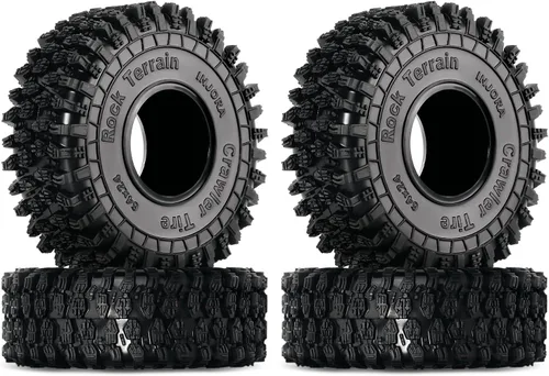 INJORA 1.0 Neumáticos - Neumáticos S5 para Terreno Rocoso Crawler para TRX4M SCX24 AX24 FCX24 Piezas de actualización, 64 * 24mm, T1011