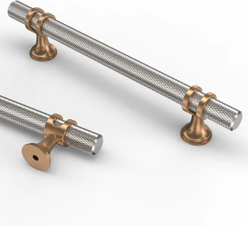 Miniatura 31 de Asidrama - Paquete de 10 manijas para gabinete de cocina de 3 pulgadas (76mm) de color negro mate y bronce champán, tiradores para gabinete