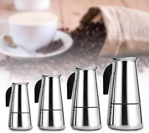 Miniatura 4 de 6.8 fl oz de acero inoxidable Mocha Coffee Pot Kettle Stove Top Espresso Make Pot, astilla