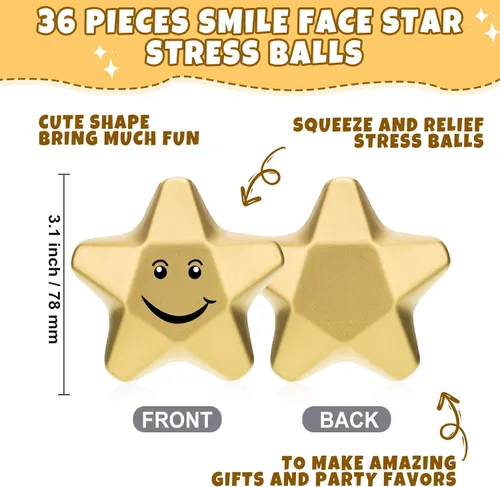 Miniatura 2 de Deekin 36 bolas de estrés con forma de estrella, mini bolas de espuma, juguetes para aliviar el estrés para adolescentes y adultos, rellenos