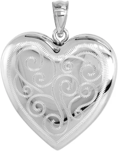 Miniatura 3 de Collar con medallón de plata de ley de 1.0in para mujer con 4 cuadros grabados de 40,6 a 20.0in