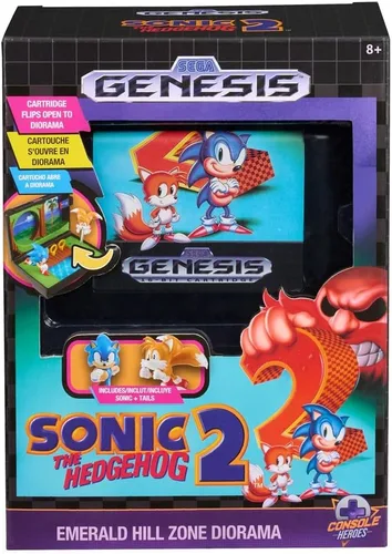 Miniatura 4 de Console Heroes Sonic the Hedgehog 2 - Juego de diorama coleccionable - Mini figuras de Sonic & Tails con escena Emerald Hill Zone - Cartucho retro