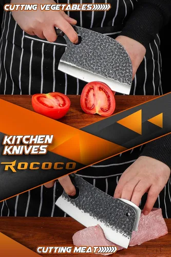 Miniatura 2 de ROCOCO Juego de 13 Cuchillos de Carnicero para Corte de Carne Cuchillo de Chef Serbio Cuchillo de Deshuesado Vikingo con Bolsa Enrollable
