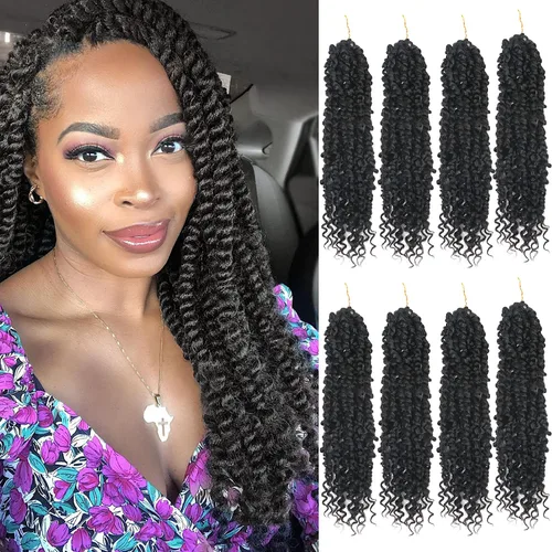 Miniatura 98 de Bileaf Cabello de Ganchillo Passion Twist Pre-retorcido de 10 Pulgadas, 8 Paquetes de Ganchillo Passion Twist, Cabello Corto Passion Twist