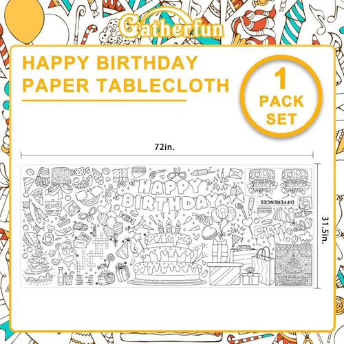 Miniatura 2 de Póster gigante para colorear para pared de aula, versátil póster de actividades de cumpleaños de 31.5 x 72 pulgadas, cubierta de mesa, fiestas
