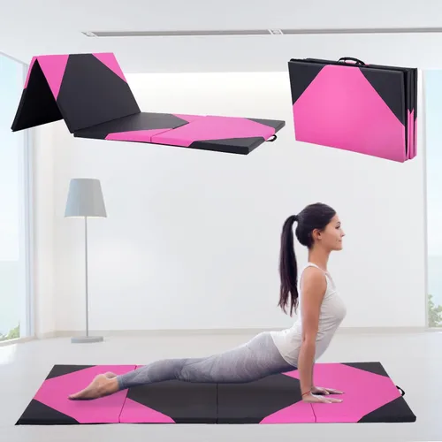Miniatura 8 de Colchonetas para gimnasia para el hogar, 4 x 10 x 2 pulgadas, almohadilla de ejercicio de gimnasio con asas de transporte, alfombrilla de ejercicio